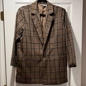 Women's Menswear Plaid Blazer